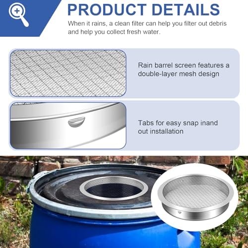 2 Pack 6" Rain Barrel Screen Aluminum, Rainwater Collection System - Image 2