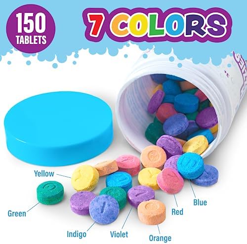 Tub Works® Bath Color Fizzies, 150 Count | Nontoxic & Fragrance-Free | Fizzy, Bath Color Tablets for Kids | Create Colorful Water Water Tablets in 7 Colors for Variety | Bath Bombs for Kids Bathtub - Image 2