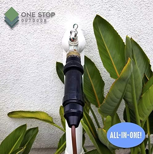 One Stop Outdoor Drip Irrigation Faucet Adapter Connector Kit: Connect 1/4 Inch Tubing to 3/4" Inch Faucet/Garden Hose 25 PSI - Includes Backflow Preventer with Filter, Pressure Regulator, Coupling - Image 2