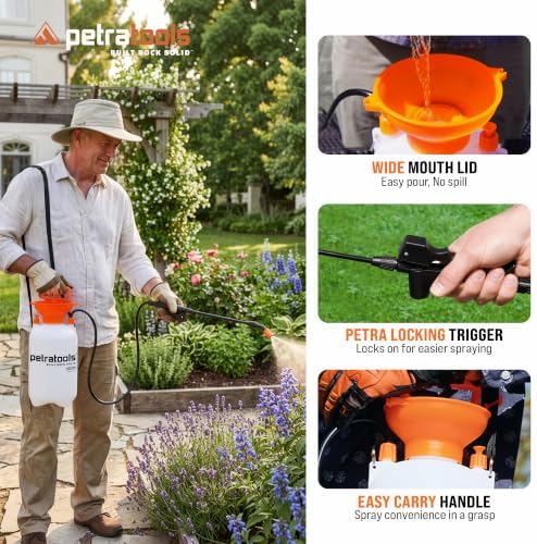 PetraTools HD201 Garden Pump Sprayer 2 Gallon, 52-in Long Hose & 2 Nozzles - Image 3