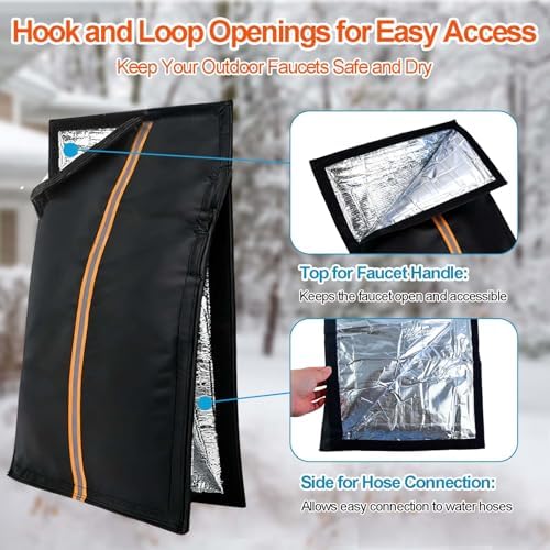 Outdoor Faucet Cover for RV Park & Yard Hydrant 25"x13" Waterproof Extended Spigot Insulated Water Faucet Cover Large Freeze and Heat Protector for Winter Outside Garden Lawn Backflow Sprinkler System - Image 4