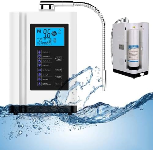 Alkaline Water Ionizer Machine, Home Filtration System Produces pH 3.5-10.5 Water, 7 Water Settings, Up to -500mV ORP, 6000L Per Filter,Auto-Cleaning,Intelligent Voice,White by GEHPYYDS