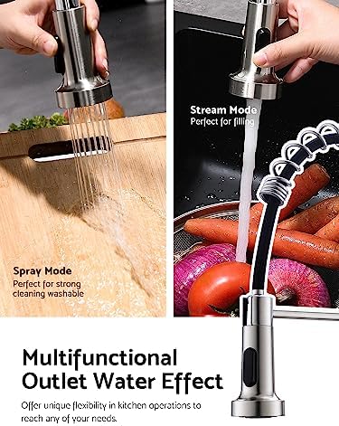 WEWE Touchless Kitchen Faucet, 2-Mode Sprayer, Brushed Nickel, Pull-Down - Image 4