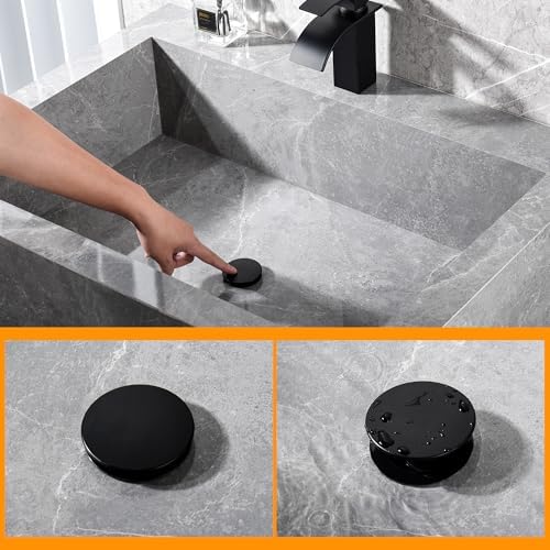 TIORIY Bathroom Sink Stopper Without Overflow, Sink Drain Assembly Black - Image 5