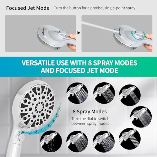 HYLER Shower Head High Pressure Handheld with 15-Stage Filter, 2.5 GPM - Image 4