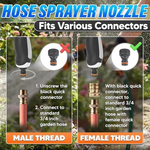 Garden Hose Nozzle with Soap Dispenser, 8 Patterns (Black, Orange) - Image 7