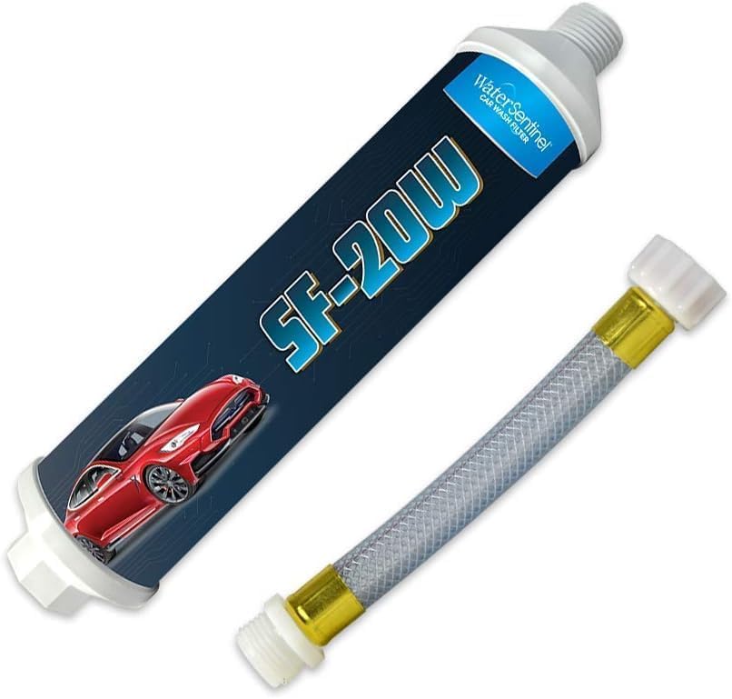 WaterSentinel SF-20W Spotless Car Wash Inline Deionized Water Garden Hose Water Filter & Extension Adapter for RV, Boat, Marine, Motorcycle, Home, Windows, Spot Free Wash, Solar Panels by WaterSentinel