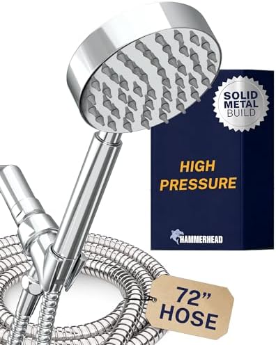 HammerHead Metal Handheld Shower Head High Pressure, 6ft Long Shower Hose by HammerHeadShowers