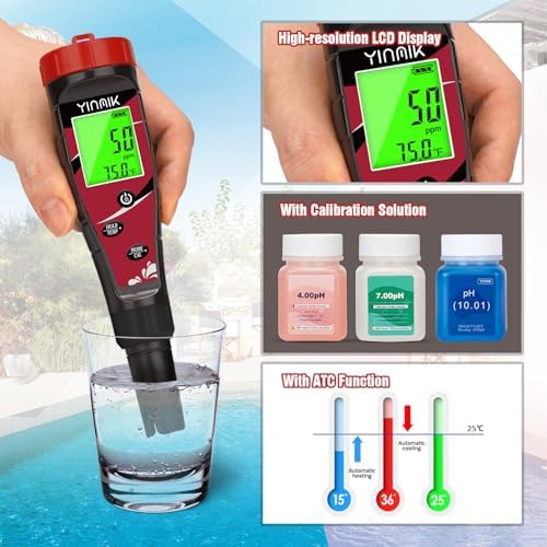 YINMIK Pool Chlorine pH Meter Digital Salt pH Tester for Salt Water Pool - Image 5