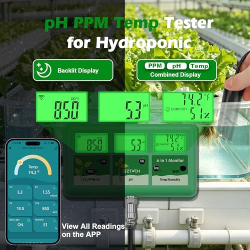 EC pH Continuous Monitor for Hydroponics, WiFi pH EC PPM Monitor for Water - Image 3