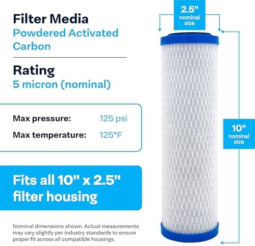 SpiroPure SP-EP-10 10x2.5 Carbon Block Water Filter EP-10 CB-25-1005 (12PK) - Image 3