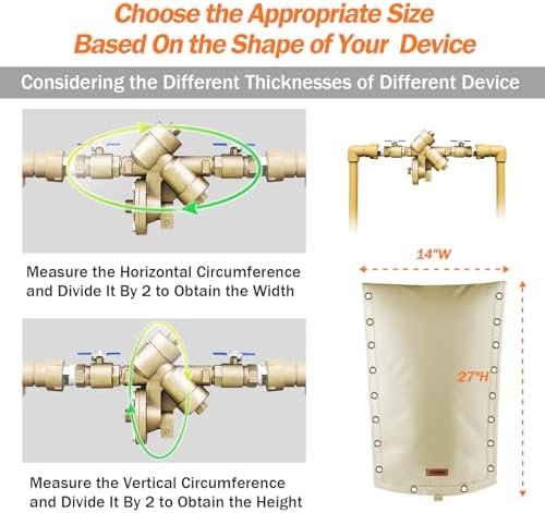 TOHONFOO 3-Way Open Backflow Preventer Pipe Cover Outside, 14"Wx27"H, Beige - Image 3