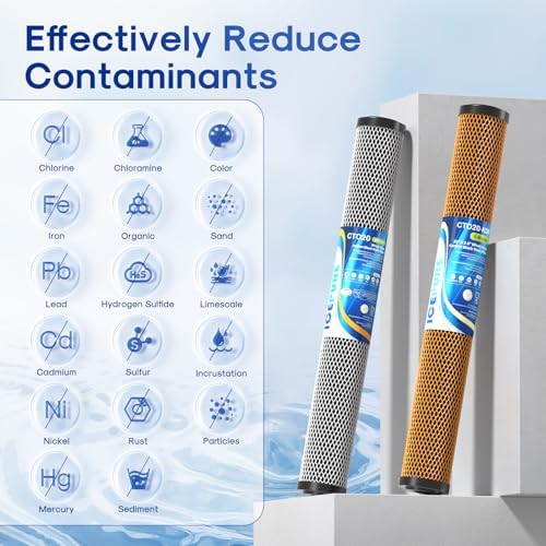 ICEPURE 20" x 2.5" Whole House CTO Carbon Water Filter Cartridge, 2-Stage Activated Carbon Block and KDF Heavy Metal Removal Filter Combo Kit Replacement for 20 Inch Water Filter System, 1 Pack - Image 2