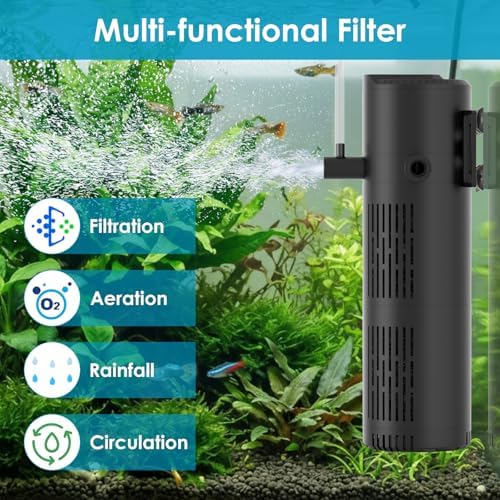 Aquarium Filter for 60-100 Gallon Tanks, Internal Fish Tank Filter, Submersible Turtle Tank Filter, with Aeration/Rainfall Modes and Dual Water Outlet - Image 2