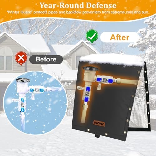 RICHIE 2-Way Opening Backflow Preventer Cover (5°F) Heavy-Duty 5-Layer Insulated Enclosure, All-Weather Protection for Outdoor Pipe, Irrigation Sprinkler Valve, Well Water Pump, 24" W x 36" H Black - Image 4