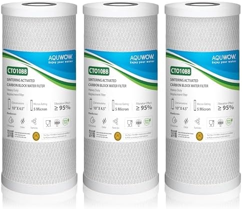 CTO10BB 5 Micron 4.5" x 10" Carbon Block Water Filter Set – Replacement Cartridges for Whole House and Under Sink Systems, Universal Standard Size (3, 10 x 4.5) by YourHealthIsOurPriority