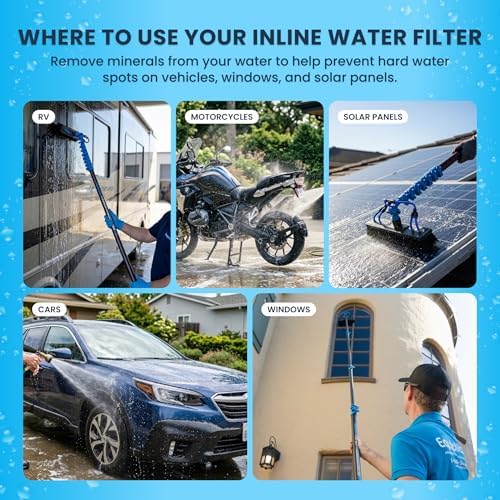 Clearview Inline Color Changing DI Resin Water Filter, 3/4 Inch GHT Hose Connector, Spot-Free Rinse Filter for Car Washing, Window Cleaning, RVs, Motorcycles and Solar Panels - Image 4