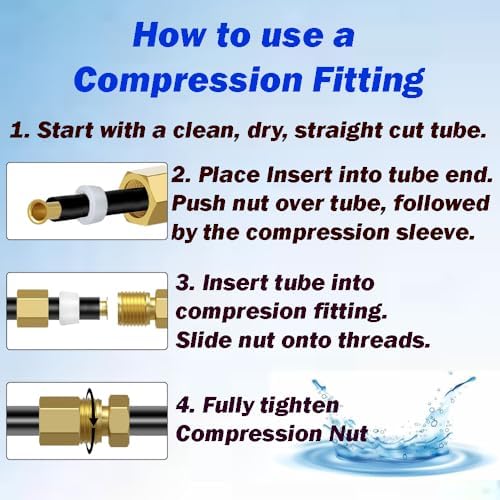 Self Piercing Saddle Valve Kit, 1/4" Brass Compression Needle Valve for 3/8" to 3/4" Pipe Diameter and Compression Hardware Kit for potable water - Image 4