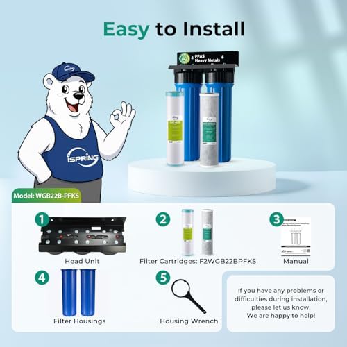 iSpring PFAS & Heavy Metal Whole House Water Filter System, Also Reduces Chlorine, Hydrogen Sulfide, Odor, Bad Taste, SGS-Tested Reducing up to 99% of PFAS, 1” Inlet/Outlet, Model: WGB22B-PFKS - Image 6
