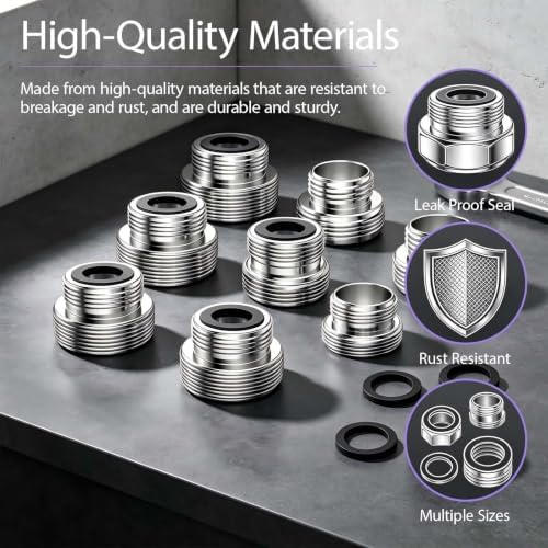 Faucet Adapter 7Pcs Faucet Adapter for Portable Dishwasher, Faucets Connectors with Plastic Box, Male Thread to M22 Male for Garden Hoses with Kitchen and Bathroom - Image 3