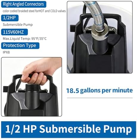 KLABB Tankless Water Heater Flush Kit with 1/2HP Submersible Pump - Image 4
