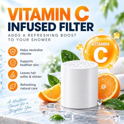 Shower Filter Vitamin C 15 Stage High Output Water Filter With cartridge for Hard Water - Shower Head Filter Removes Chlorine Fluoride and Improves The Condition of Your Skin, Hair - Image 5