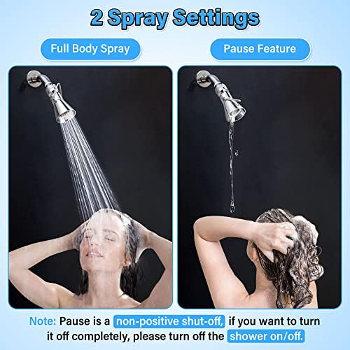 Enhon 2 Setting Pivoting Single Spray Shower Head with Shut Off Valve, Replacement for 52650-PK Compatible with Delta Shower, 2.5 GPM Brass Water Saving Shower Head 1 5/8" Diameter Spray Face(1 Pack) - Image 6