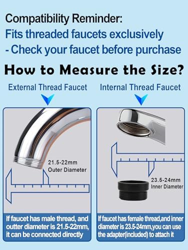 360° Swivel Kitchen Faucet Aerator,Anti-Splash Dual-function Kitchen Faucet Sprayer Attachment,Large-diameter Shower Head Sink Aerator,Water Saving,Engineering Plastic PA66-3 Inch - Image 6