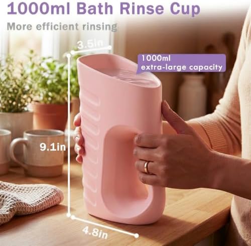 Babylush Baby Bath Rinse Cup & Rinser – 1000ml Soft EVA, 0.3lb Lightweight, BPA-Free Bath Water Pourer, Baby Bath Pitcher, Shower Cup for Kids (Coral Pink) - Image 4