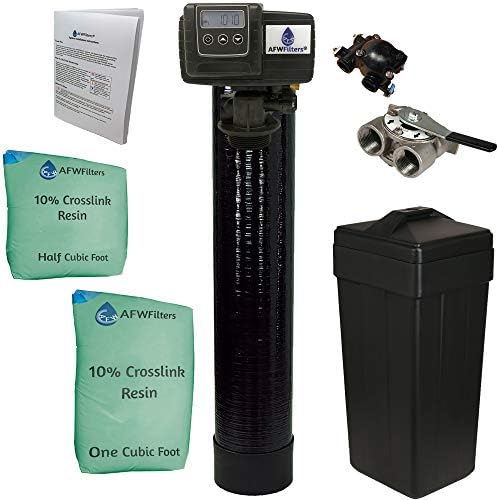 AFWFilters 1.5 Cubic Foot (48k) Whole Home Water Softener with Durable 10% Crosslink Resin, 1" Stainless Steel FNPT Connection, and Black Tanks by Abundant+Flow+Water+Systems
