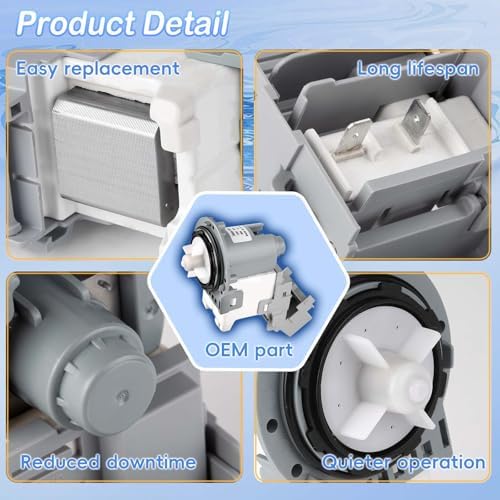 Upgraded DC31-00054D DC31-00187A PX3516-01 Washer Drain Pump Compatible with Samsung Washer, Replacement Part 2754406 AP5583541 PS4204640 EAP4204640 PD00002185, fit WA4, WA5, WF2, WF3, WF4, WF5 series - Image 3