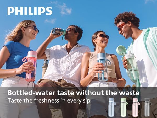 PHILIPS Filtered Water Bottle, BPA-Free Tritan, Travel Portable 22oz Green - Image 2