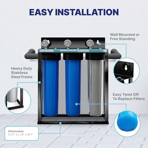 NU Aqua 3-Stage Heavy Metal Whole House Water Filter System - 20" x 4.5" - Image 5