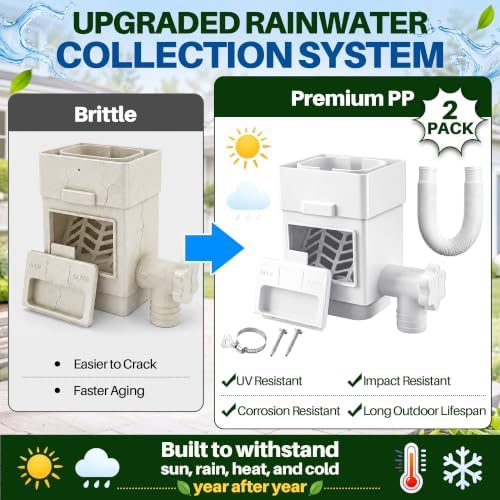 2 Pack Rain Barrel Diverter Kit for 2x3 & 3x4 Inch Downspouts(White) - Image 6