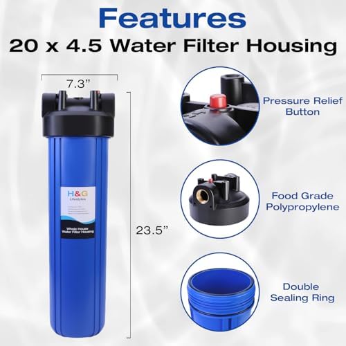 H&G Lifestyles Water Filter Housing 20 Inch, Water Filter Canister 20 x 4.5 - Image 2