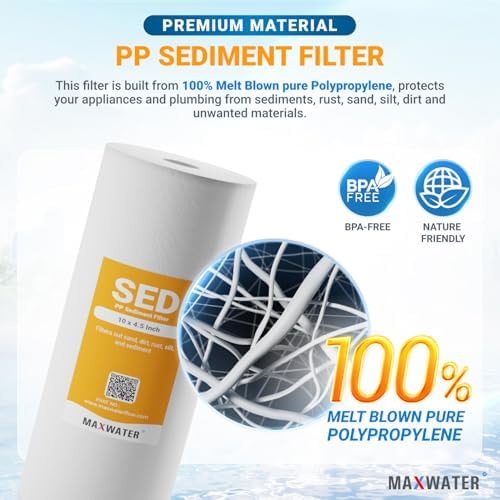 Max Water 1 Micron 10 x 4.5 Whole House Sediment Water Filter Meltblown Polypropylene Well Water Filter Replacement Cartridges for DGD-5005, AP810, SDC-45-1001, GXWH30C, PP10BB (20 Pack) - Image 3