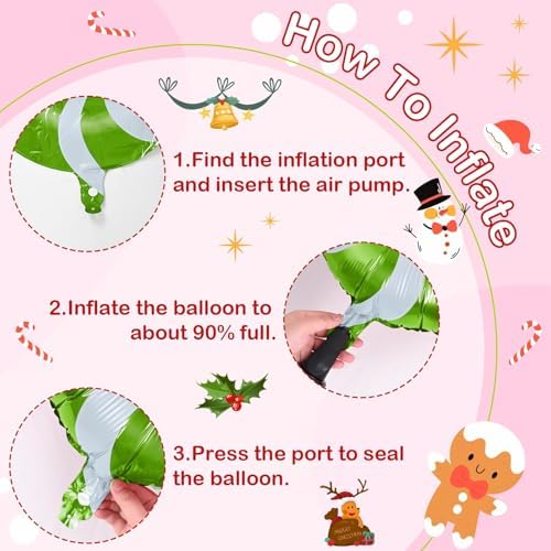Christmas Balloon Garland Arch Kit, 105Pcs Red Green Pink Latex Balloons with Candy Cane Lollipop Mylar Foil Balloons for Girls Women Xmas Holiday Birthday Christmas New Year Party Decorations - Image 5