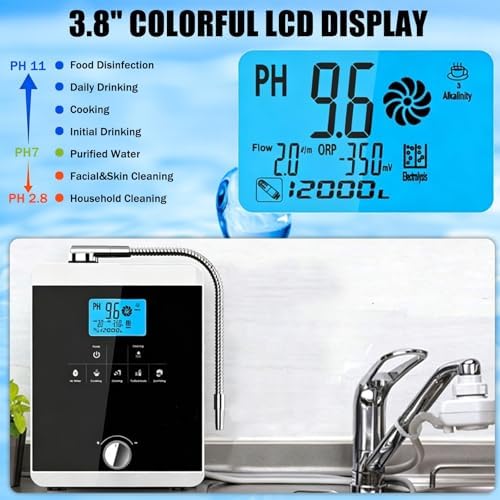 Alkaline Water Ionizer Machine for Home, 11 Titanium Plates, pH 3-11 Water Purifier, 800mV ORP, 8000L Filter Capacity, Premium Silver Design - Image 2