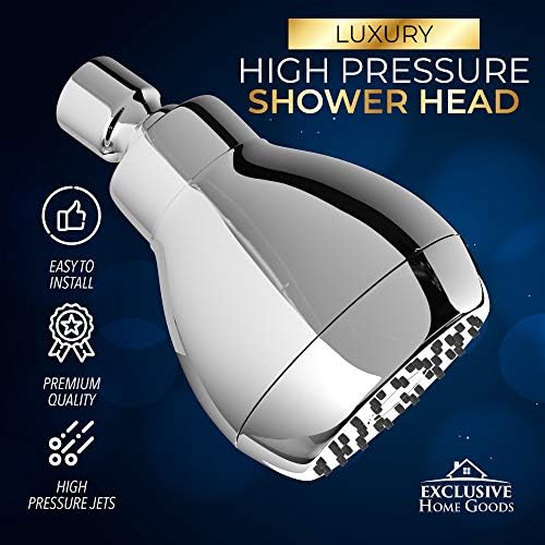 High Pressure Shower Head - Powerful Deluxe Bathroom Showerhead with Strong Spray Stream and Small Silicone Nozzles - Universal Fit Works with High and Low Water Flow Showers (Chrome)-1.8 GPM - Image 3