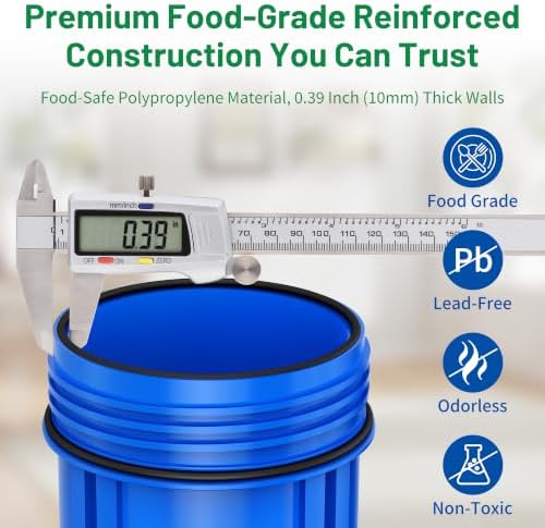 Whole House 10"x4.5" Blue PP Sediment Pre-Filter Housing with Drain Valve - Image 4