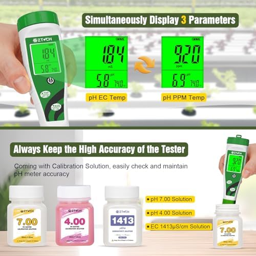 Hydroponic pH EC Meter, Water pH TDS PPM Meter - Image 5