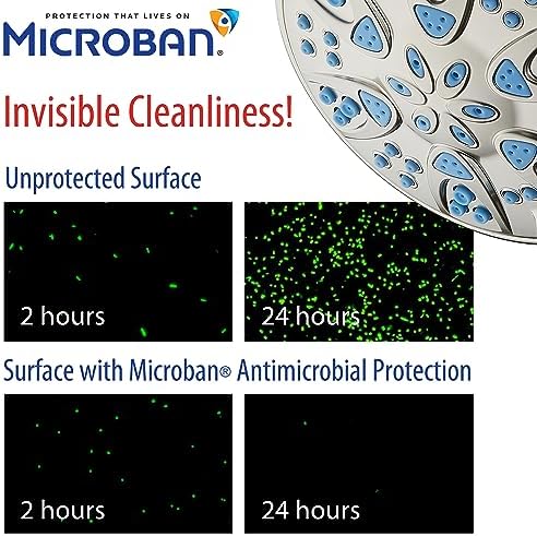 AquaDance Antimicrobial/Anti-Clog High-Pressure 30-setting Dual Head Combination Shower with Microban Nozzle Protection From Growth of Mold, Mildew & Bacteria for a Healthier Shower – Aqua Blue - Image 2