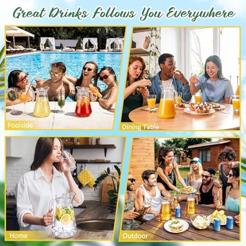 Tessco 6 Pcs Plastic Pitchers 60 Oz Clear Water Beer Jug Large,Modern - Image 5