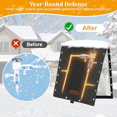RICHIE 3-Way Opening Backflow Preventer Cover (5°F) Heavy-Duty 5-Layer Insulated Enclosure, All-Weather Protection for Outdoor Pipe, Irrigation Sprinkler Valve, Well Water Pump, 16" Wx20 H Black - Image 4