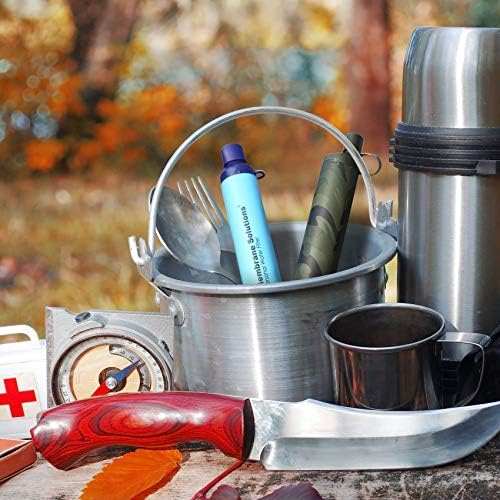 Membrane Solutions Straw Water Filter, Survival Filtration Portable Gear, Emergency Preparedness, Supply for Drinking Hiking Camping Travel Hunting Fishing Team Family Outing (8Pack, Blue+Camo) - Image 5