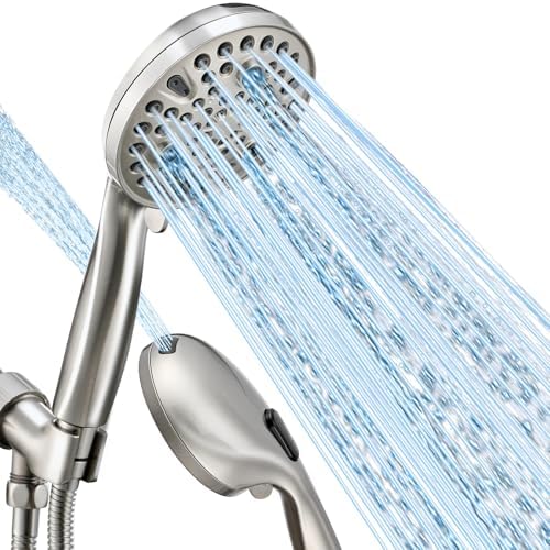 Shower Head with Handheld, High Pressure 10 Spray Modes, Brushed Nickel by wowkksanitaryware
