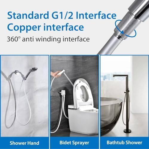 59 Inches PVC Showerhead Hoses Extra Long Brushed Nickel - Image 4