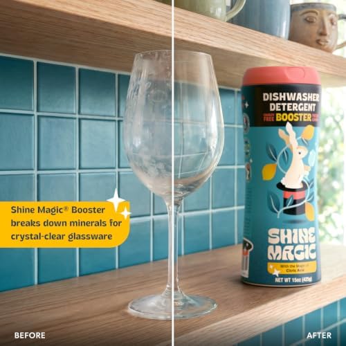 Hard Water Dishwasher Non-liquid Rinse Aid Booster, Concentrated Crystal Natural Citric Acid Spot & Film Remover for Spotless Glassware, Works with Any Detergent, 15 oz (Pack of 8) - Image 2