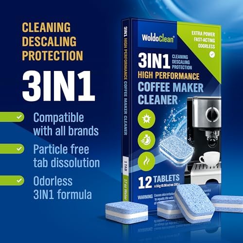 WoldoClean 3-in-1 descaling tablets for fully automatic coffee machines, 12 pieces – airtight sealed in blister packaging, descaler tablets compatible with DeLonghi, Siemens, Jura coffee machines. - Image 2