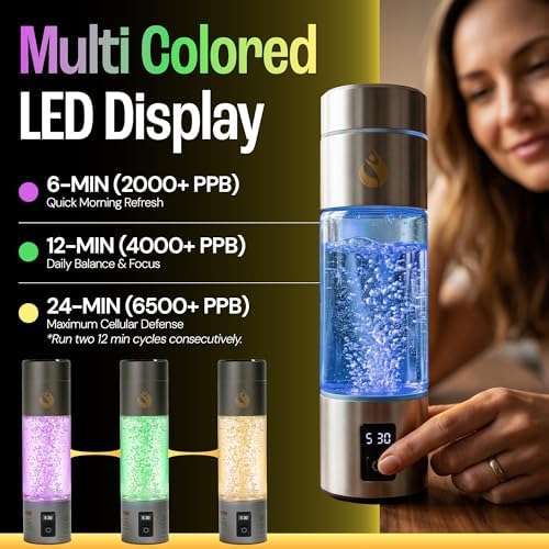 Hydrogen Water Bottle Generator, Up to 6500 PPB Molecular Hydrogen, Independently Lab Tested, SPE/PEM Technology, 12-Hour Retention, 9.5 oz Portable Bottle for Home, Gym, Travel & Office - Image 4